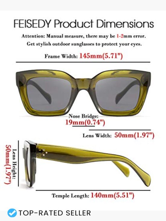 Classic Square Sunglasses Chunky Thick Frame UV Protection Retro Vintage main image 4